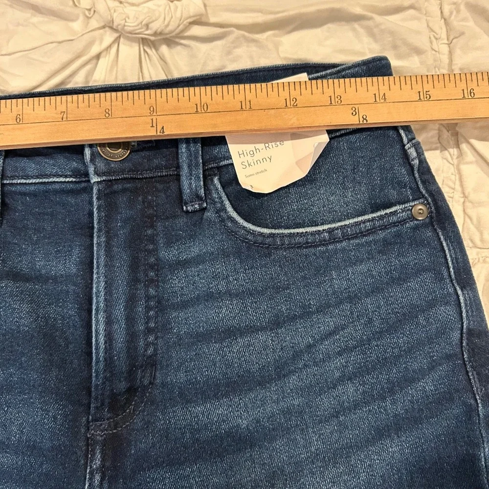 LC Lauren Conrad High-Rise Skinny Jeans Goldwash Dark Blue Size 8‎ NWT